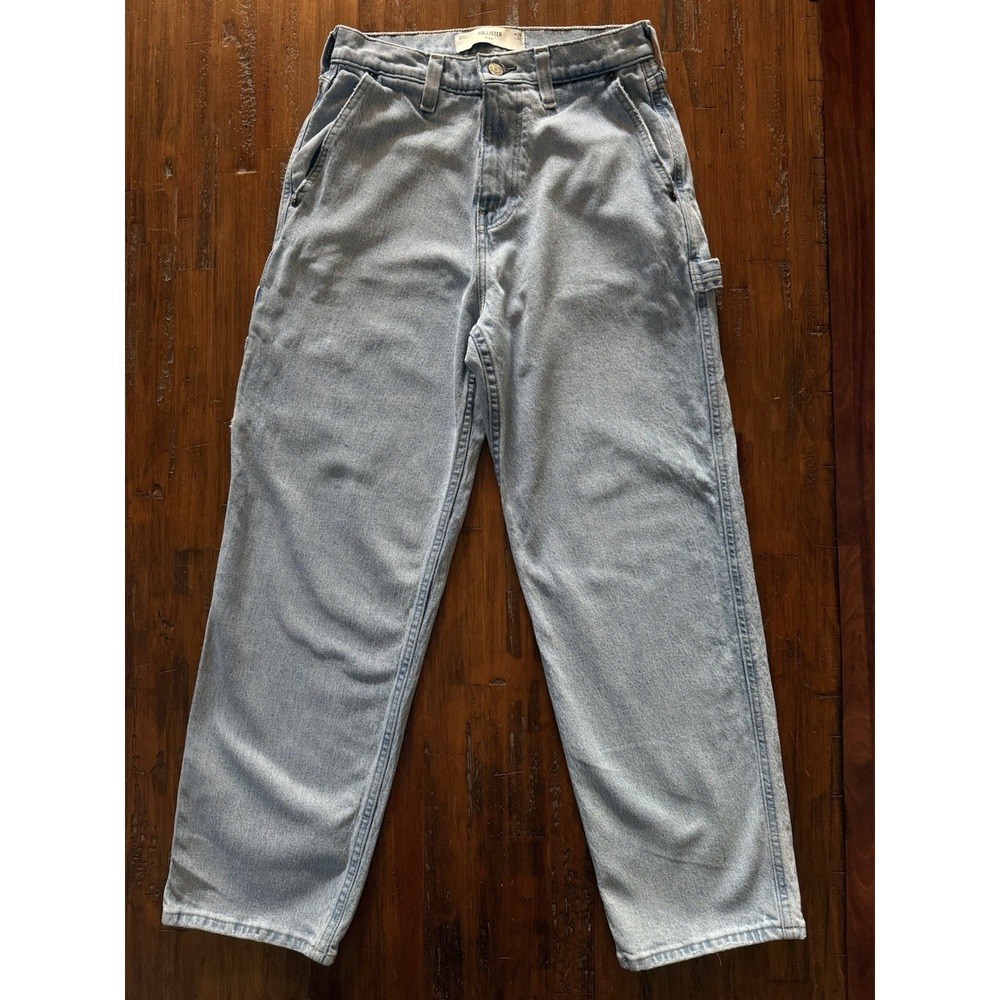 Hollister Men's Baggy Carpenter Jeans‎ Light Wash W28 L30 Hammer Loop Utility